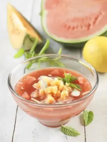 Soupe de pastèque et granité de melon